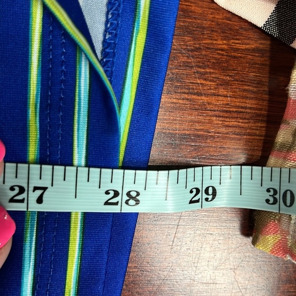 Reel Legends Womens Rash Guard 2X Blue Lime Stripes Stretch Zip Pocket 100% Poly - Picture 10 of 11